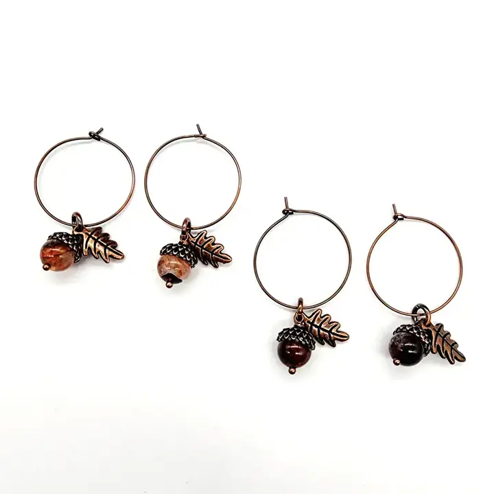 MergingMetals - Wholesale Dangle Earrings - Gemstone Acorn Earrings 13