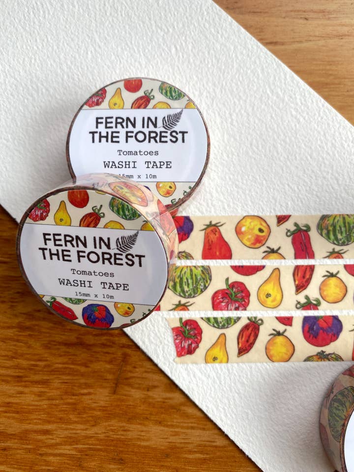 Watercolor Tomato Washi Tape for wholesale by Fern In The Forest