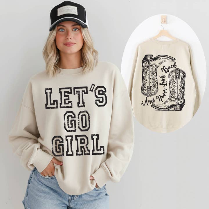 Let’s Go Girl Washed Relaxed Classic Washed Sweatshirt for wholesale by Mutedclay