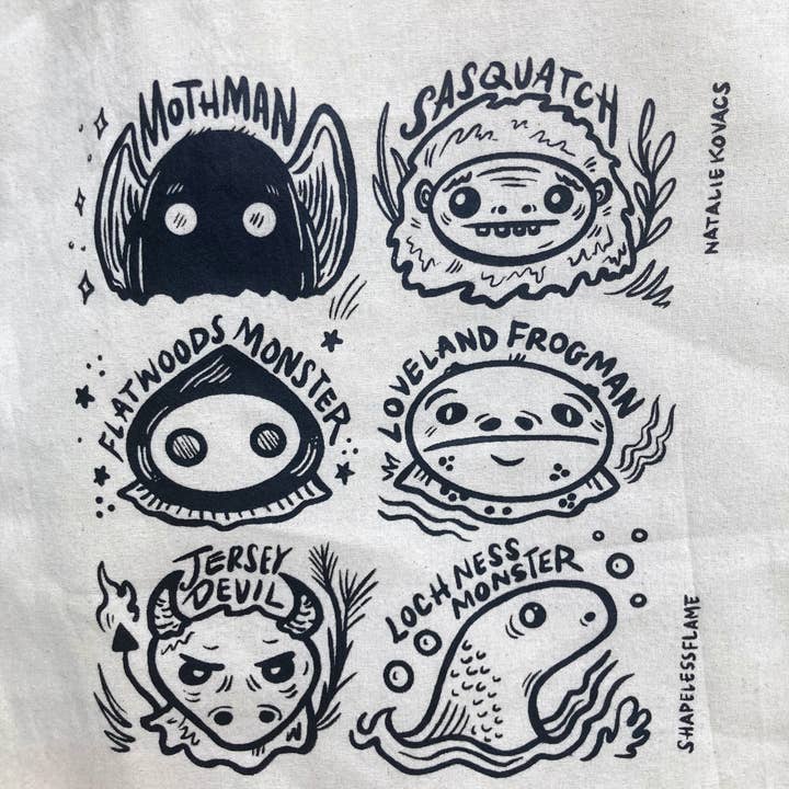 Shapelessflame - Wholesale Tote Bag - Unisex - Know Your Cryptids Tote Bag