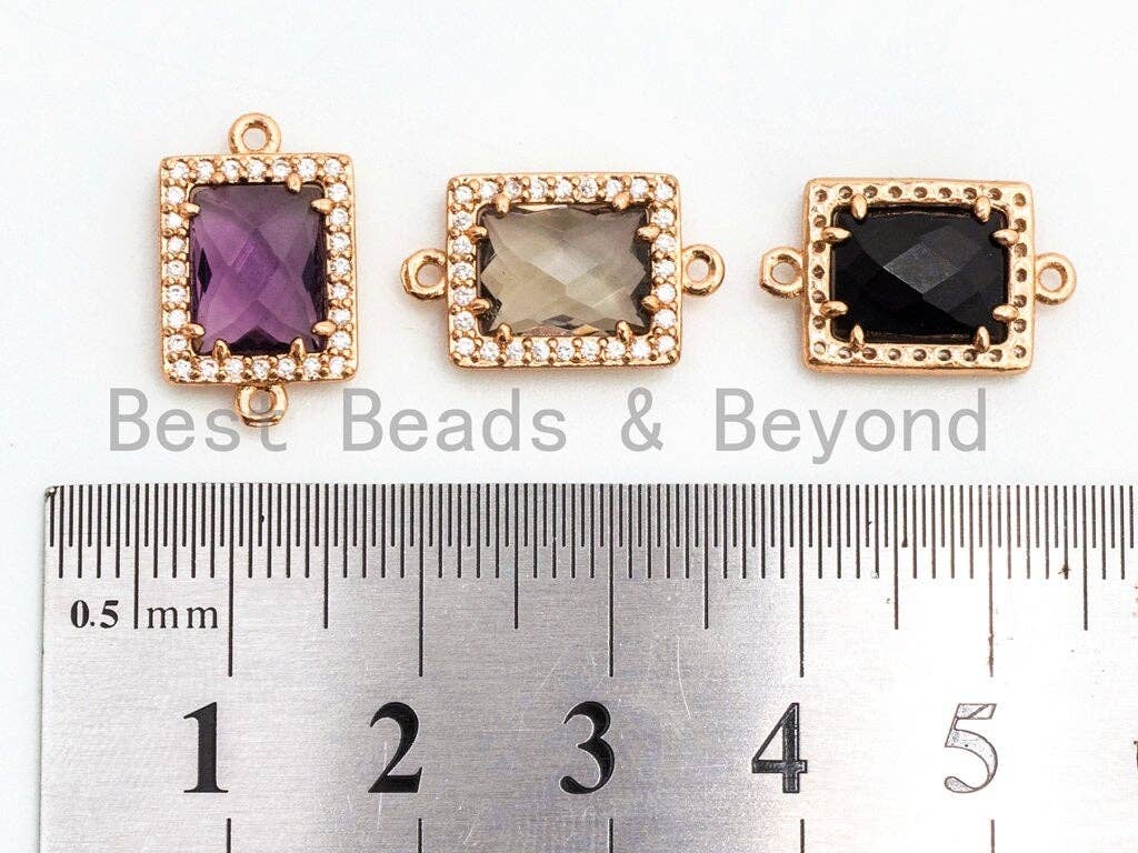 BestBeads&Beyond – wholesale Individual charm/pendant – Rectangle Connector with Faceted Crystal Beads, sku#A824