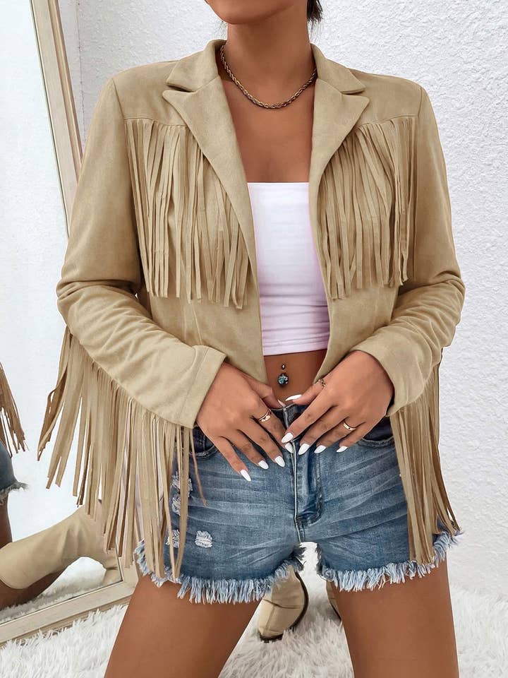 veste ouverte à franges sur le devant pour la vente par Flarix