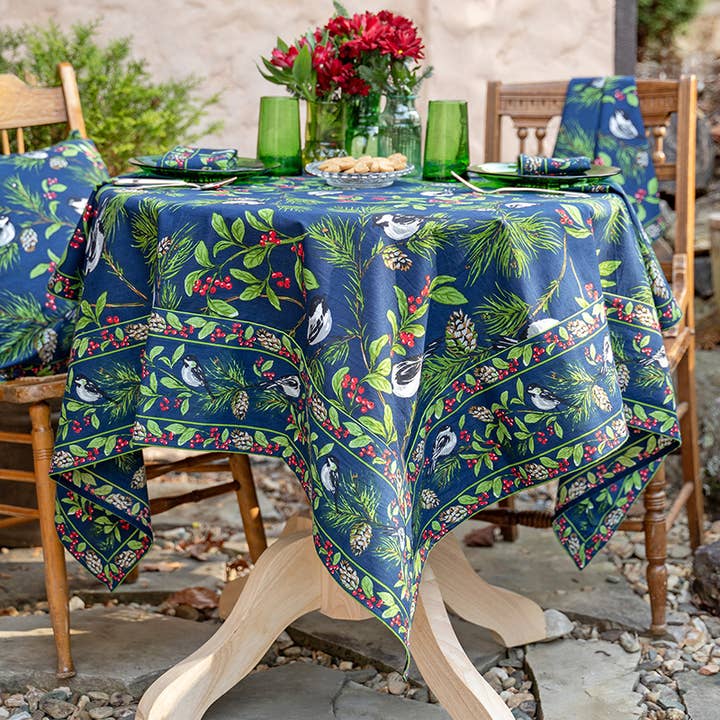 April Cornell - Wholesale Tablecloth - Chickadee Tablecloth - Navy2