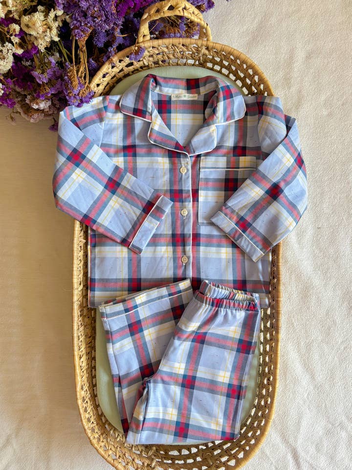 Blue Checkered Pajamas for wholesale by Maria Jasmim Baby & Child
