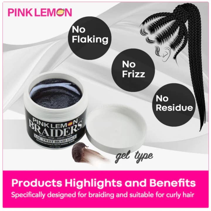 GIFTHAIRS BEAUTY STORE - Wholesale Hair Styling Gel/Mousse - PINK LEMON BRAIDERS GEL