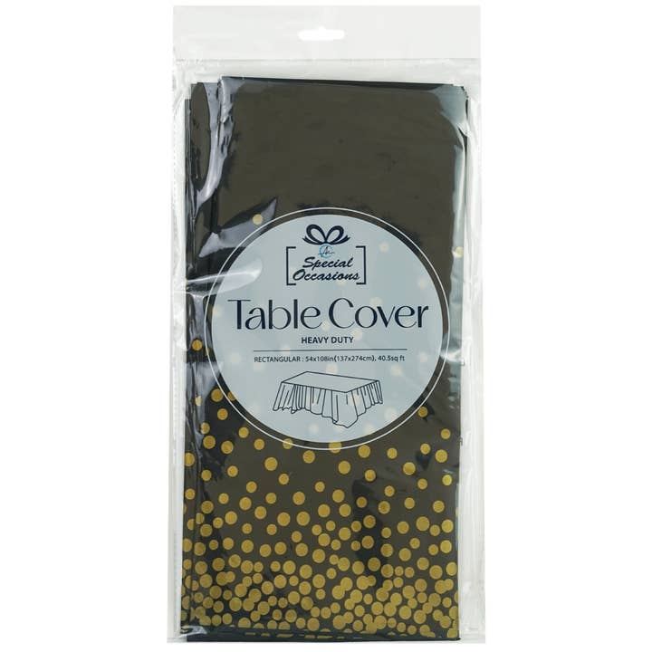 Rectangle Table Cover with dot pattern Black/ gold for wholesale by Angels Craft