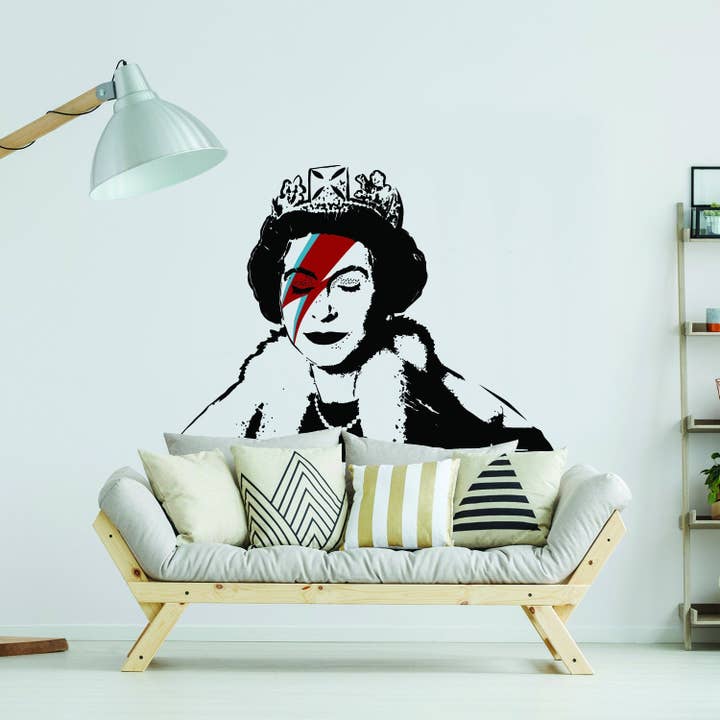 Banksy Queen Vinyl Sticker - Funny Wall Black Weatherproof Art Decal for wholesale by Decords