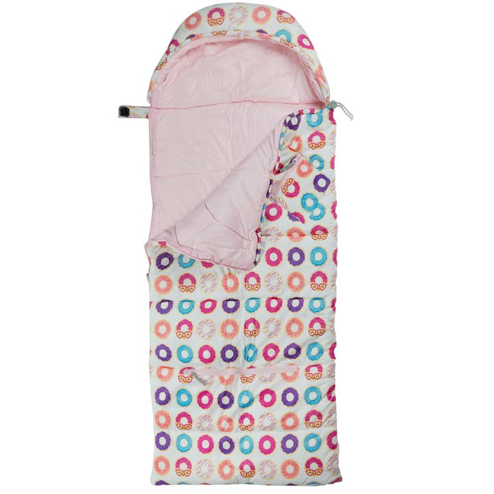 Mimish - Wholesale Sleeping Bag - Kids - Sleep-n-Pack: Packable Little Kid's Sleeping Bag & Backpack, Cozy Mink, Donuts1