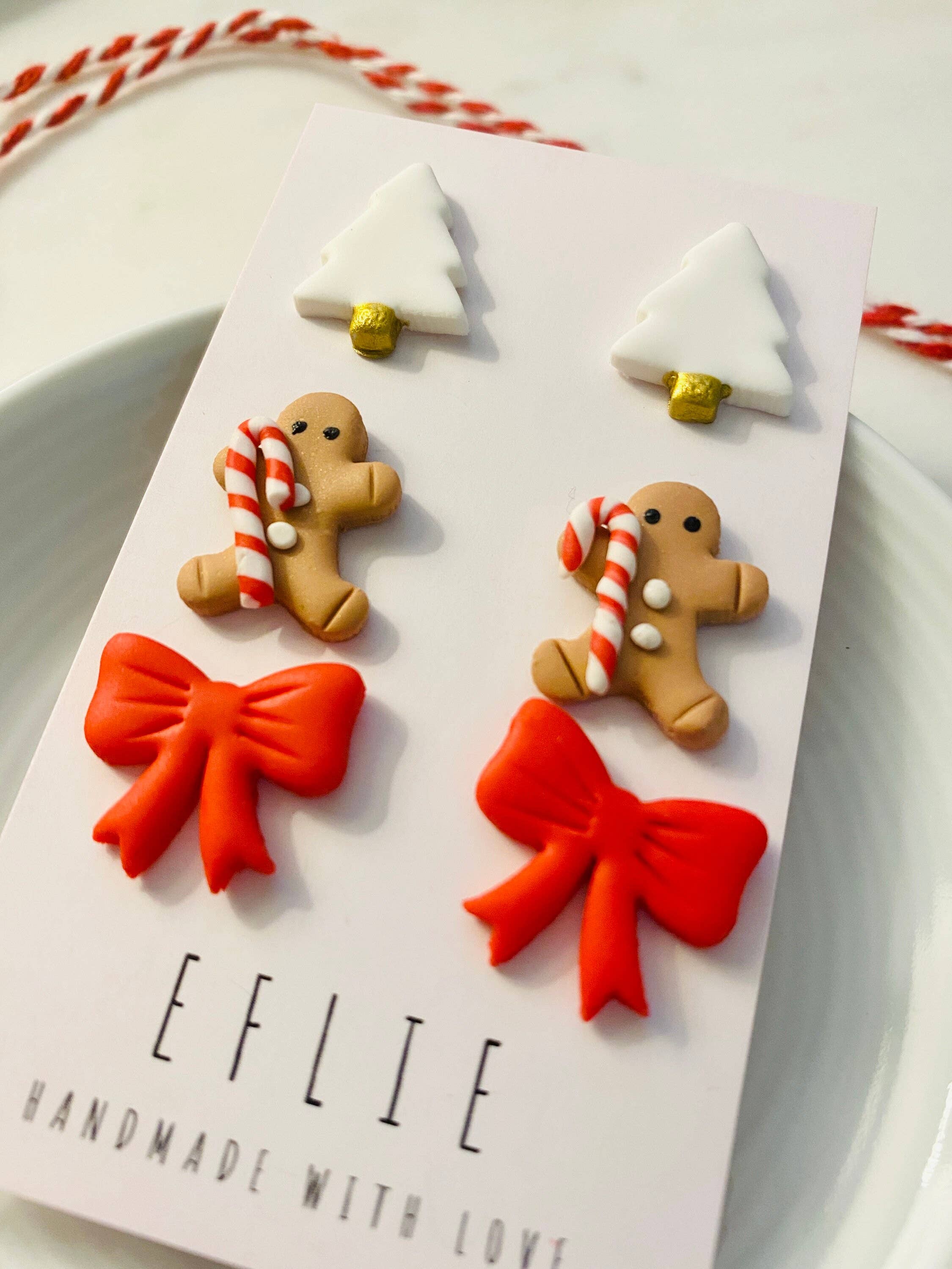 Eflie – wholesale Jewellery set – Christmas Stud Earrings Set | Gingerbread, Candy, Tree, Bow1