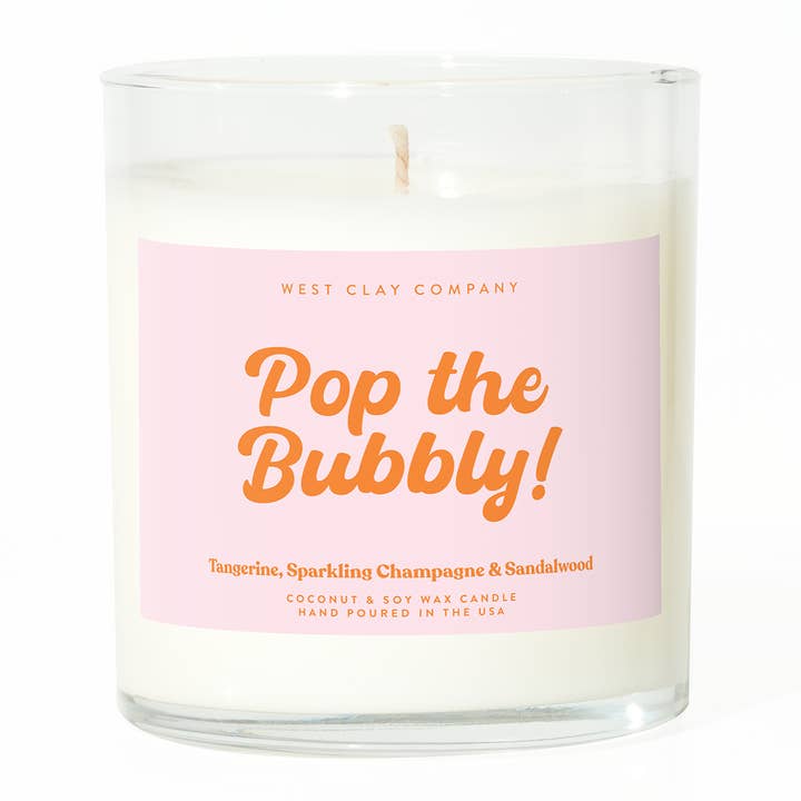 Pop the Bubbly! Candle | Champagne Toast & Tangerine for wholesale by West Clay Company