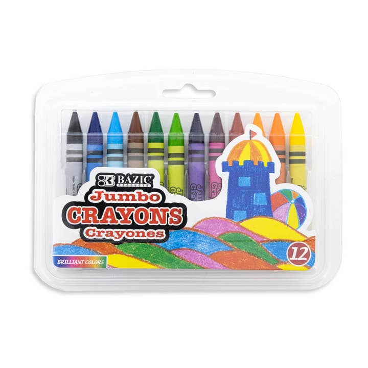 BAZIC Products - Wholesale Crayons - Kids & Baby - Premium Jumbo Crayons 12 Color