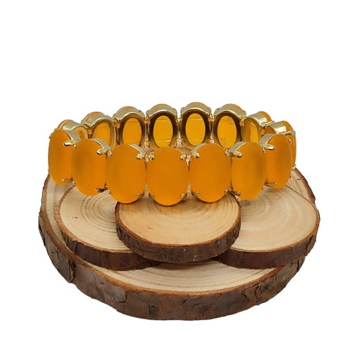 Bracelets Elastic Lux avec pierres ovales Sat - Topaz Sat pour la vente par QUÉ MÁS JEWELS