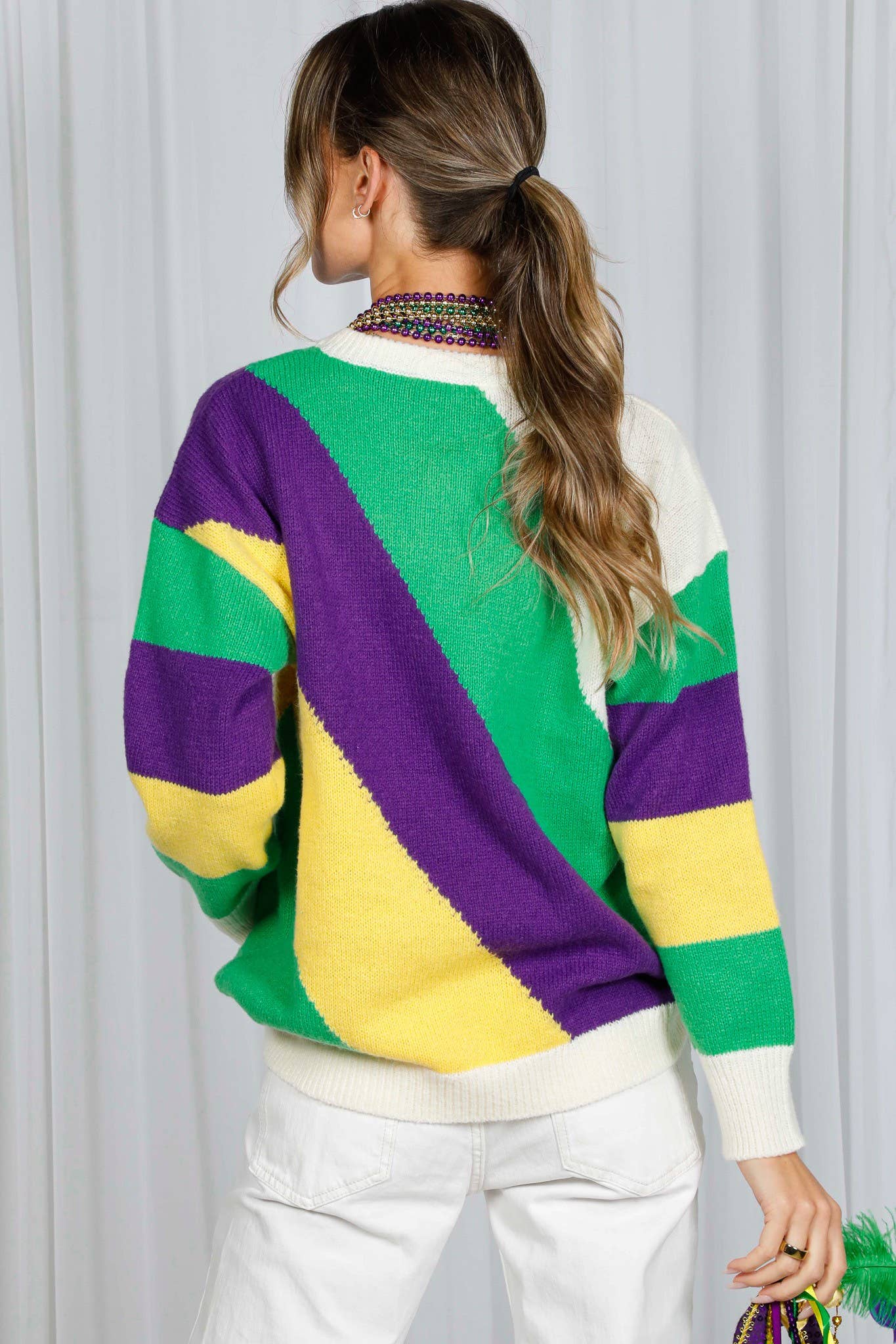 Multi Camisola de malha Mardi Gras Color Block VT60708A para venda a revendedores na Faire9