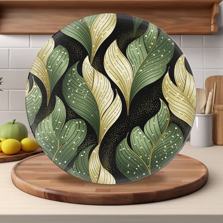 Fernville Creations - Wholesale Cutting Board - Abstract Leaves, Tempered Glass, Charcuterie Board8