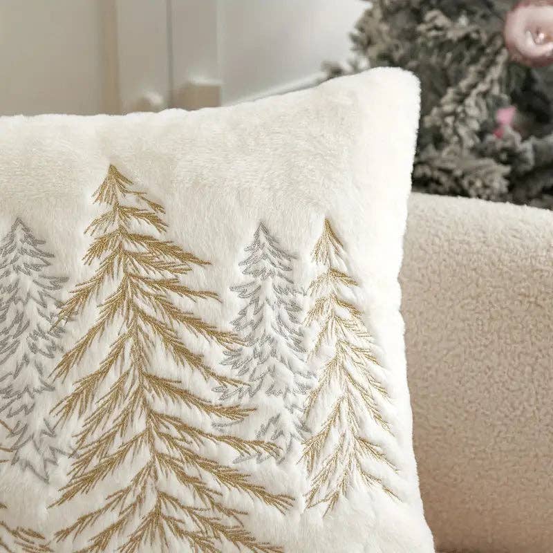 Huis Van Merken - Wholesale Throw Pillow Cover - Christmas Tree Embroidered Pillow Cover - Gold Silver Holiday Decor2