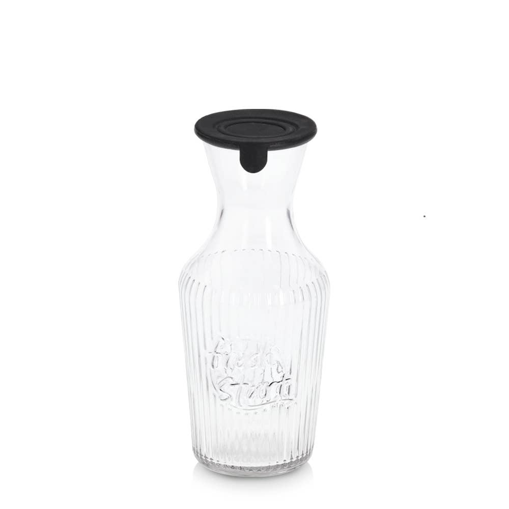 Glass Carafe with Silicone Lid, 1200 ml, Black for wholesale on Faire0