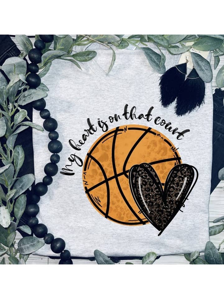 Jerzee Ash Grey My heart is on that court Basketball (Mock-Up) for wholesale on Faire
