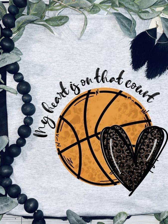 My heart is on that court Basketball (Gildan Mock-Up) for wholesale by 1/2 Penny Wholesale