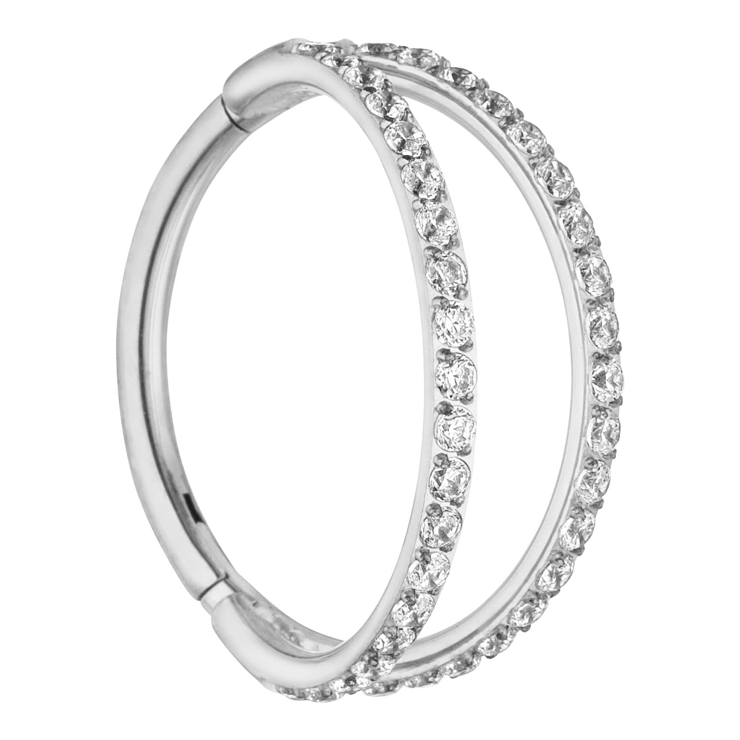 Schmuckgroßhandel - Venta al por mayor Pendiente sin pareja - Piercing doble con cierre clicker de titanio0