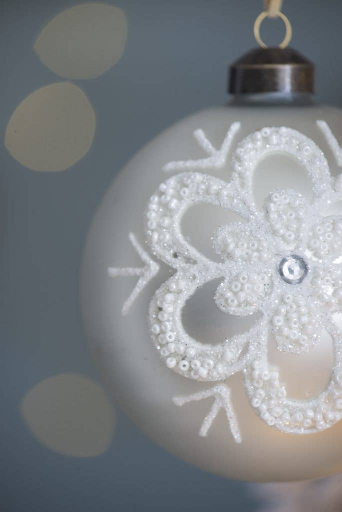 A&B Home Group Inc. - Wholesale Ornament - D4" Glass Xmas Ball Ornament - Silver/White2