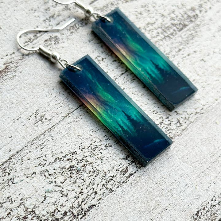 Nine Mile Creative - Wholesale Dangle Earrings - Aurora Skies Forest Bar Dangle Earrings Pendant