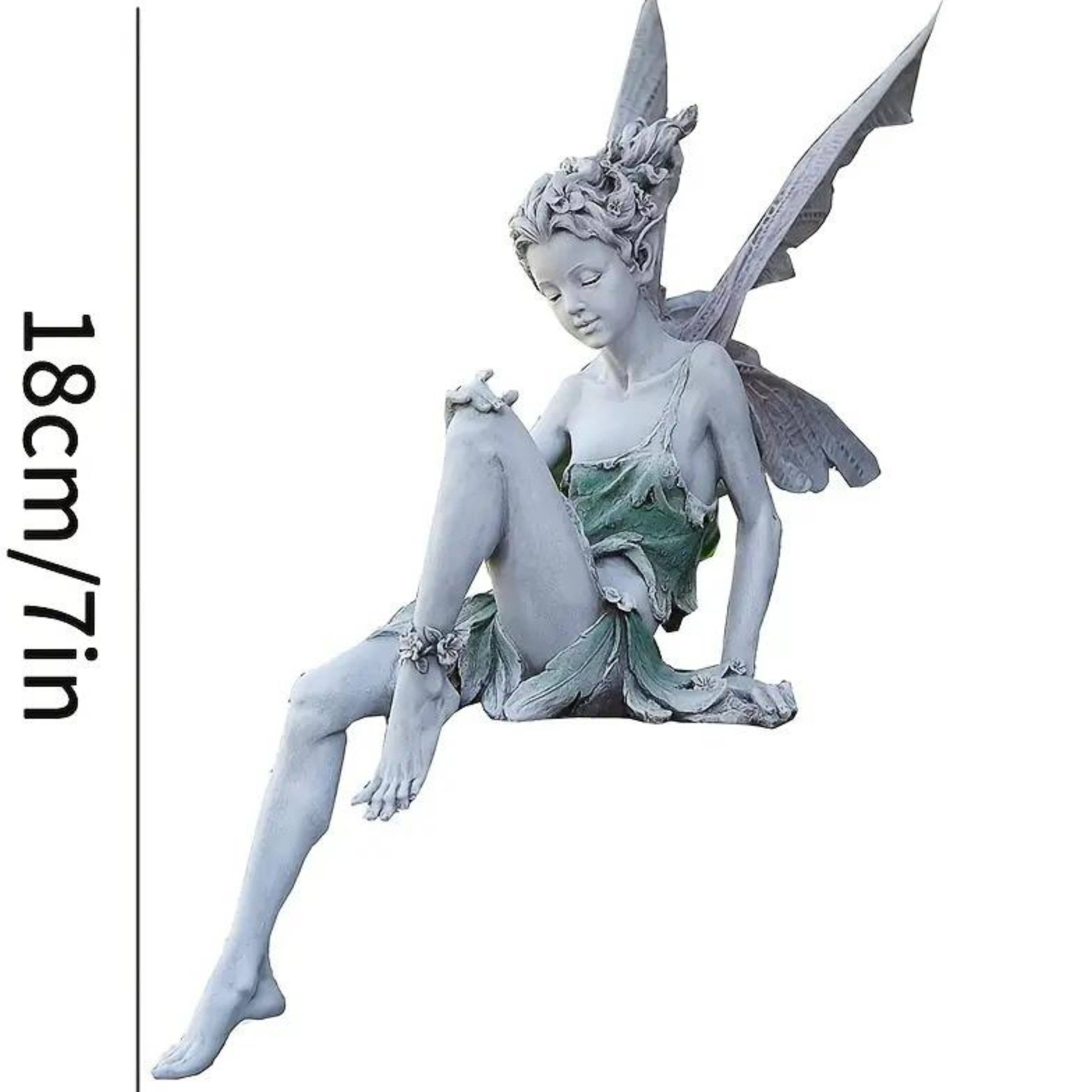 Magnifique Hearts - Vente Bibelots/décorations d'extérieur - Statue de fée florale avec ailes d'ange pour jardin miniature — 17,8 cm2