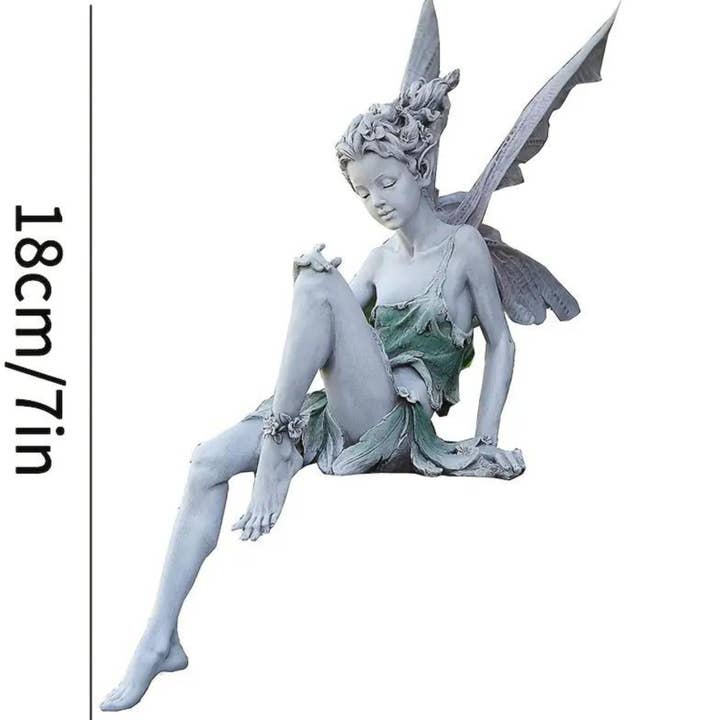 Magnifique Hearts - Wholesale Outdoor ornament/decor - Flower Fairy Statue with Angel Wings Miniature Garden - 7''2