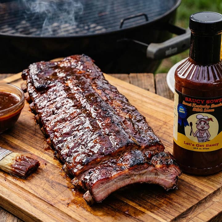 Saucy Sows - Wholesale BBQ Sauce - Sweet Kentucky Bourbon BBQ Sauce 16oz / Case of 12 units1
