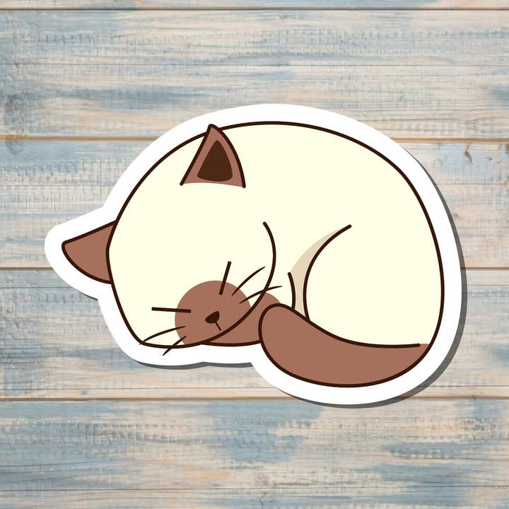 Sleeping Kitty, Die Cut Sticker, Graphic Art Vinyl, , Boho Fun Cat |Sticker or Magnet for wholesale by Handmade by Marlayna