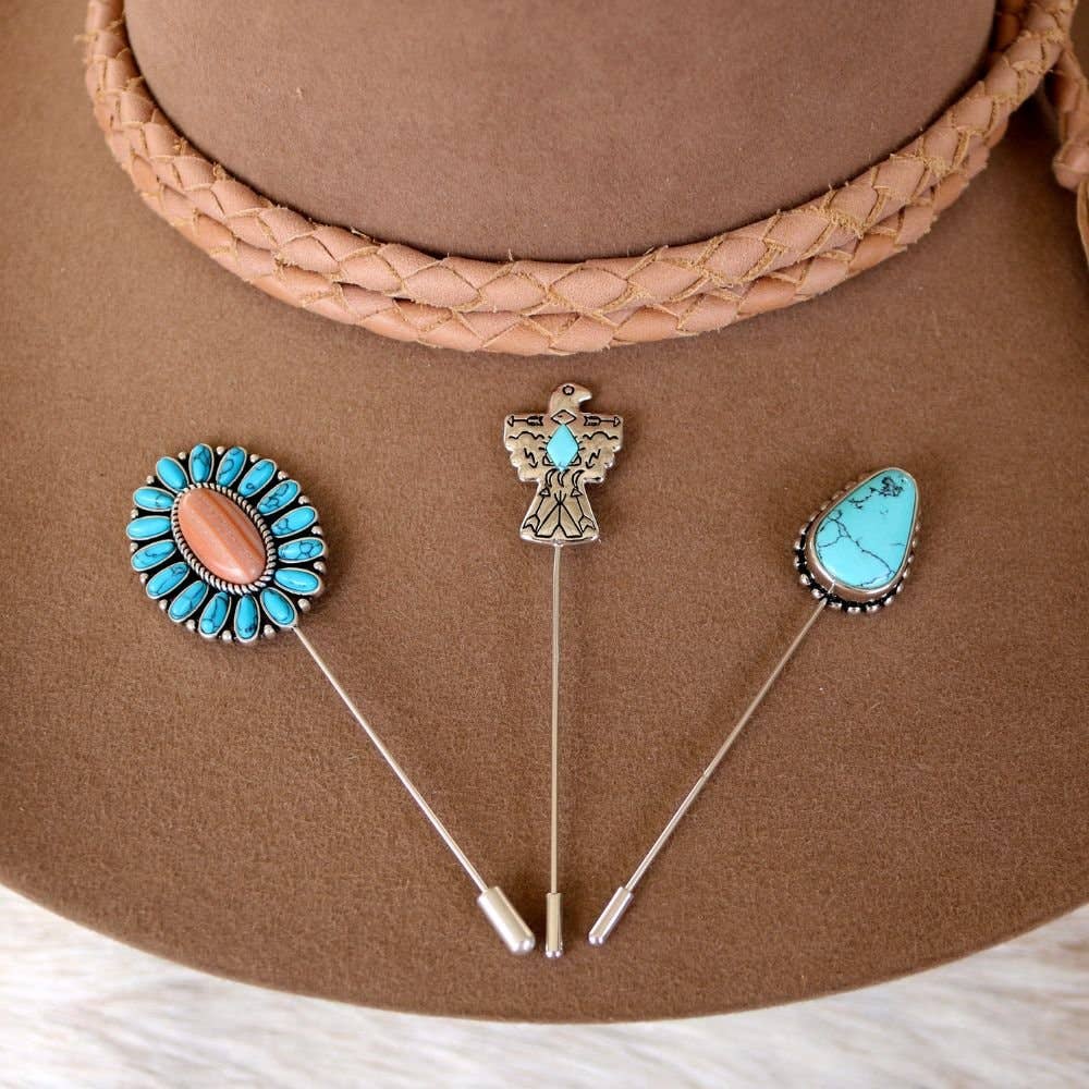 Willow Lane Hat Co. - Wholesale Hat accessory – Women's - Beaded Edge Turquoise Hat Pin - Sierra3