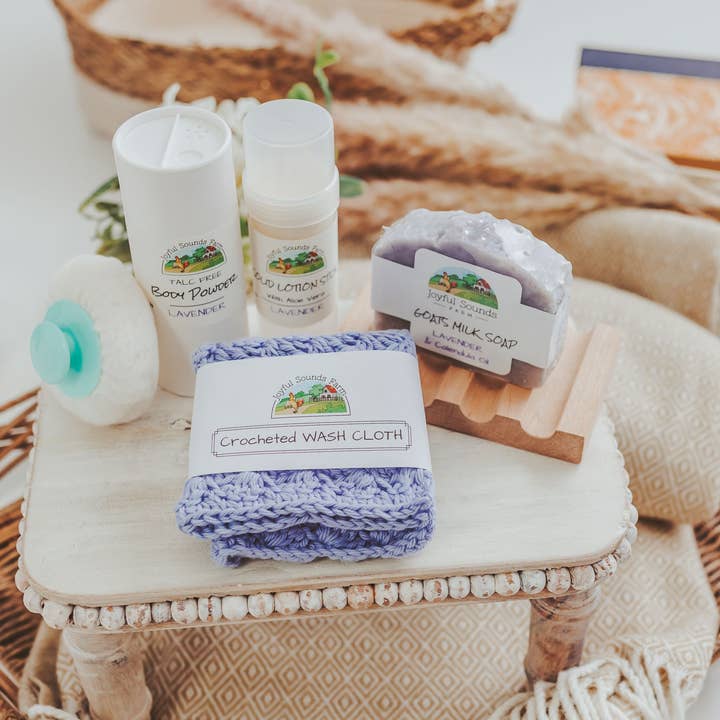 Joyful Sounds Farm - Vente Set de bain et corps - Coffret cadeau de savon au lait de chèvre, anniversaire, appréciation, soins personnels7