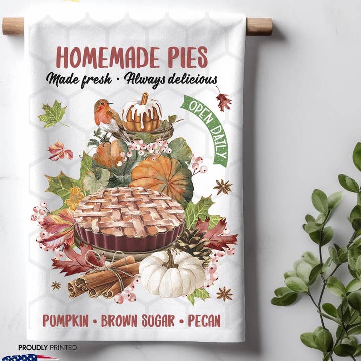Pecan Pumpkin Cinnamon Pies Efterårskøkkenhåndklæde for engroshandel hos ADDLE iNK