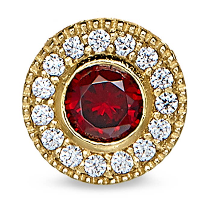 Gold Finish Sterling Silver Micropave Round Simulated for wholesale by Kelly Waters