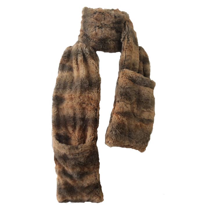 "Cedar Bark" Faux Fur Pocket Scarf for wholesale by Duke Imports