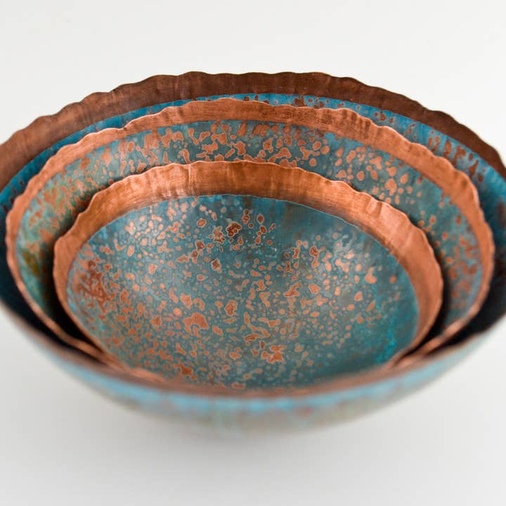 Hand raised Copper Bowl - Inverted patina for wholesale by Stephanie Hopkins
