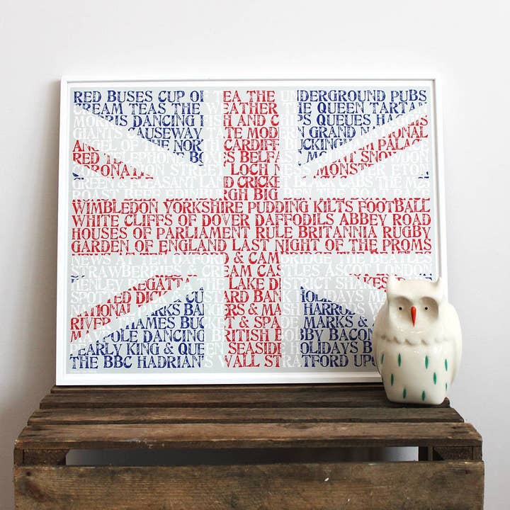 All Things British Typographic Print for wholesale by More Than Words