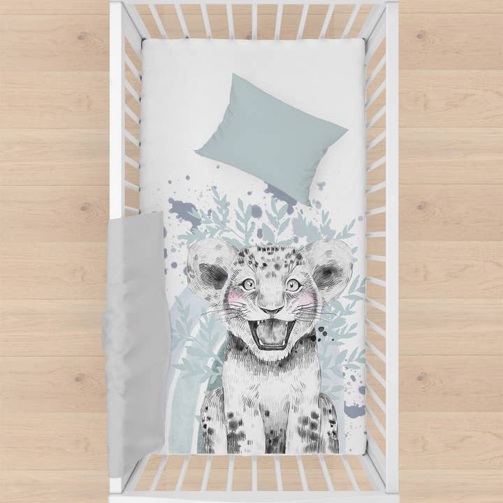 Panneau prêt à coudre couverture safari lion bleu pour la vente par bb drou & Compagnie