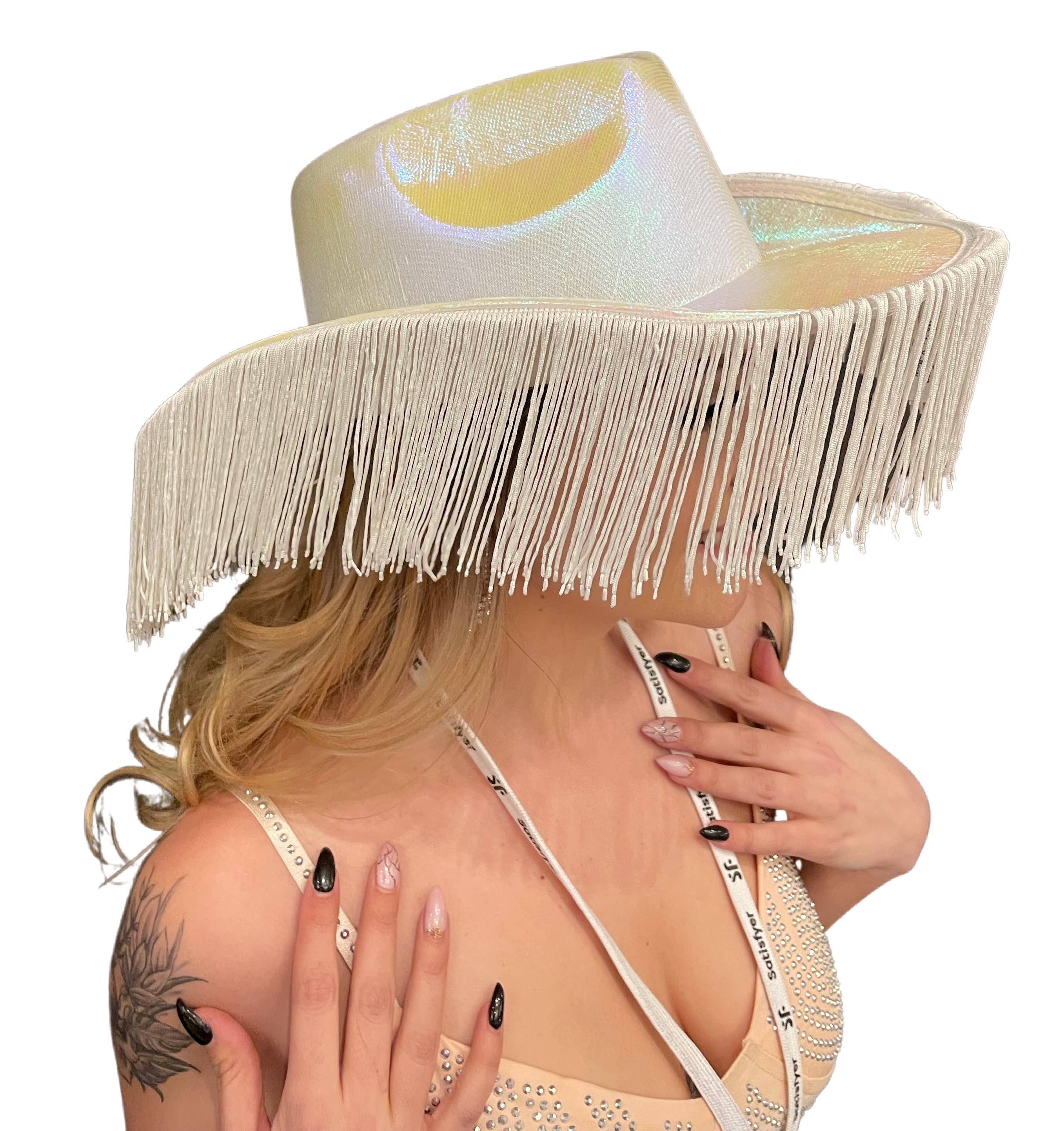 Western Fashion - Wholesale Cowboy Hat - Women's - Metallic Cowboy Hat with fringes10