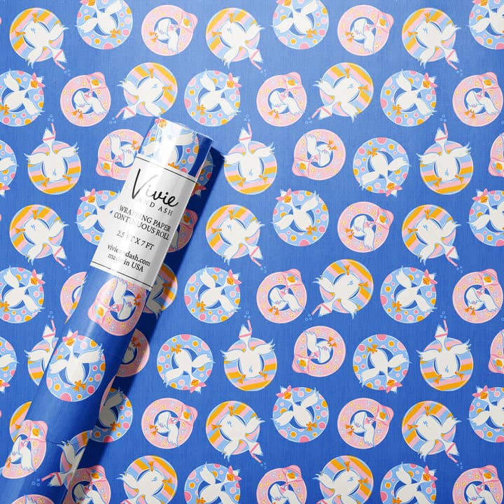 Silly Goose Summer Floaties Wrapping Paper Roll for wholesale by Vivie and Ash