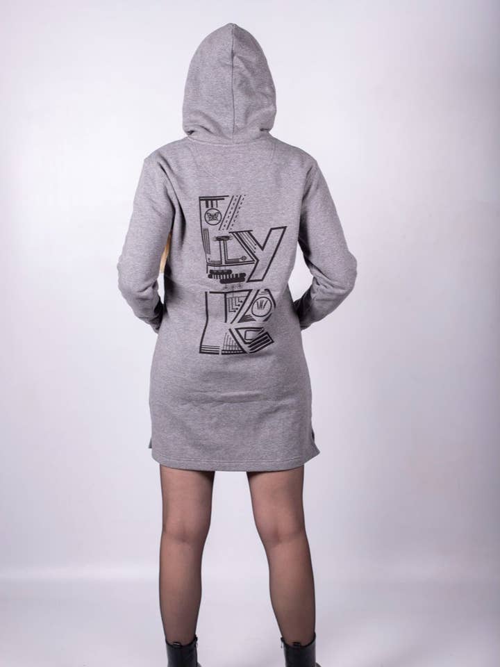 Vestido sweatshirt com capuz para mulher em algodão orgânico ky-kas por atacado de KY-KAS