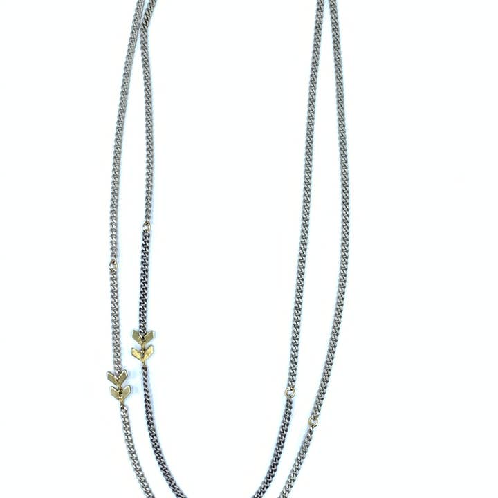 BMR - Wholesale Pendant/Charm Necklace - Double Layer Arrow Necklace