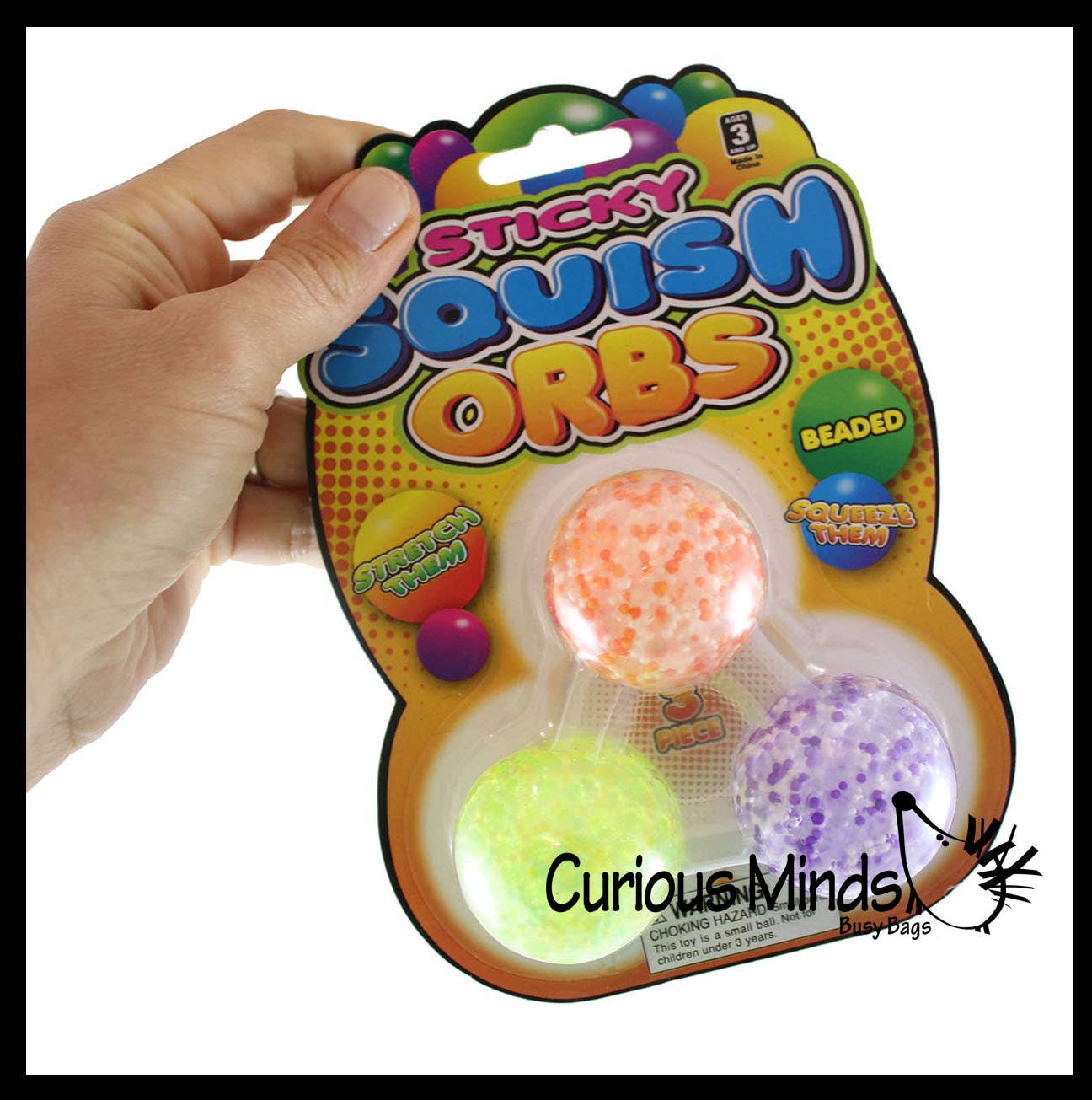 Curious Minds Toys - Wholesale Stress Relief Ball/Dough - 1 Pack of 3 Stress Balls -Small Amazing 1.5" Confetti Bead7