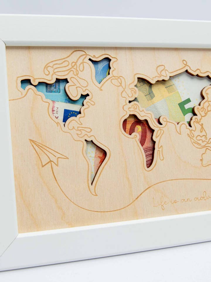 Personalized Money Gift World Map Wedding/Birthday for wholesale by HANDMADE von Mia FÜR DICH