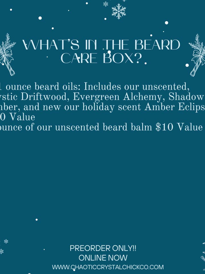 Beard Care Box Preorder for wholesale by Chaotic Crystal Chick Co.