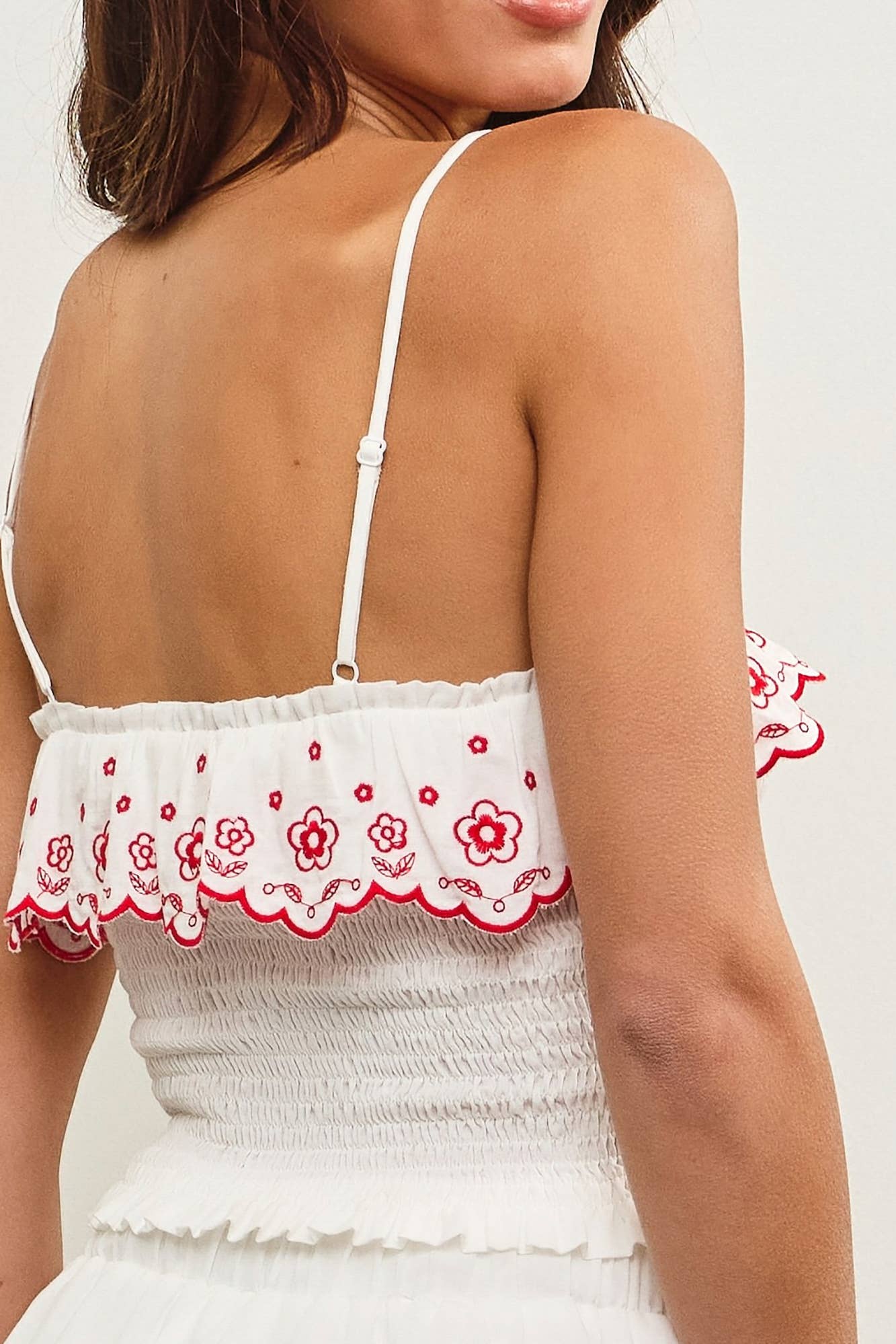 Mustard Seed – wholesale Camisole – Women′s – EMBROIDERED RUFFLE SMOCKED CAMI TOP10