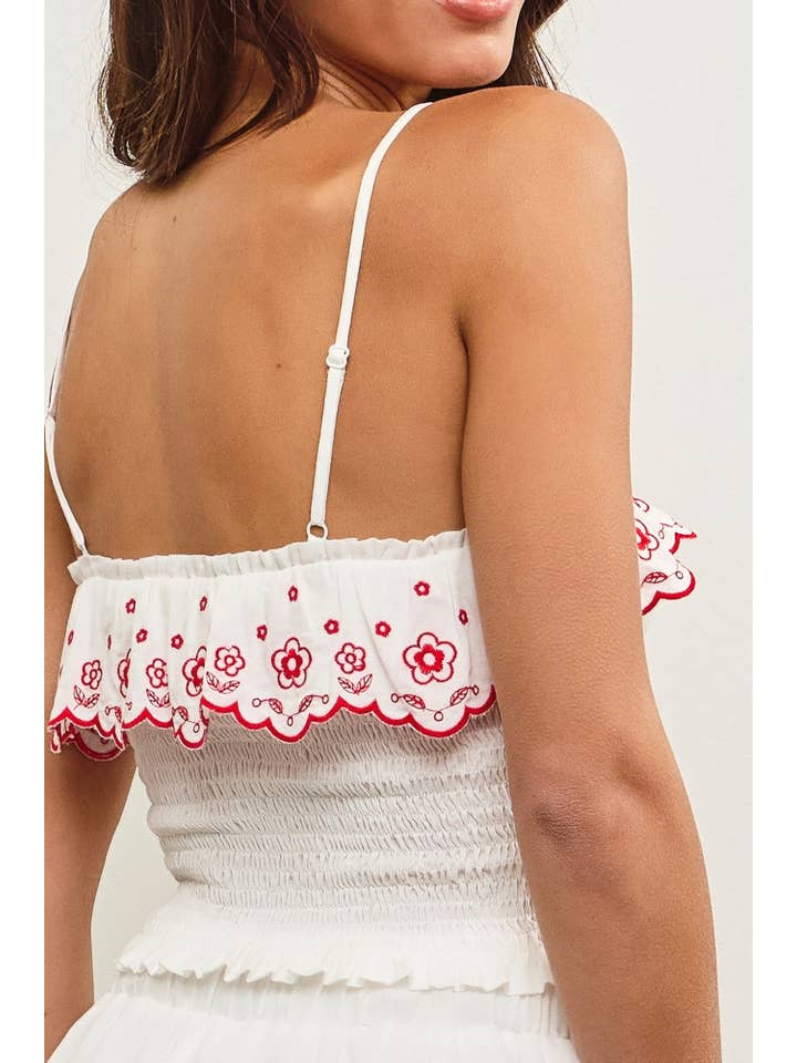 Mustard Seed – wholesale Camisole – Women′s – EMBROIDERED RUFFLE SMOCKED CAMI TOP10