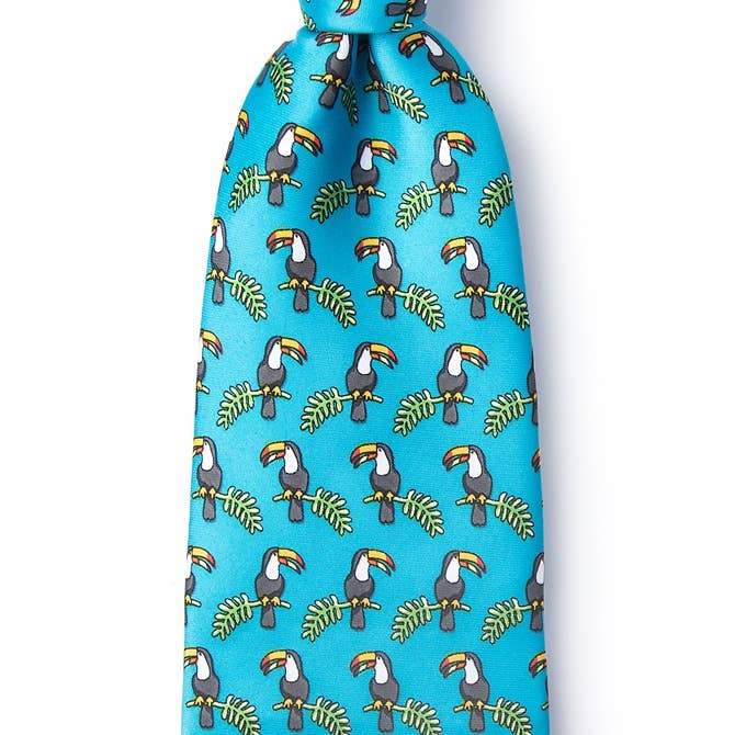 Wild Ties – wholesale Slipsar – Herr – Toucans slips av vilda slipsar - turkos mikrofiber
