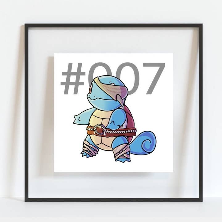 Stampa artistica Squirtle Pokemon Pirate Gamer per la vendita all'ingrosso da parte di Colour Me Fun