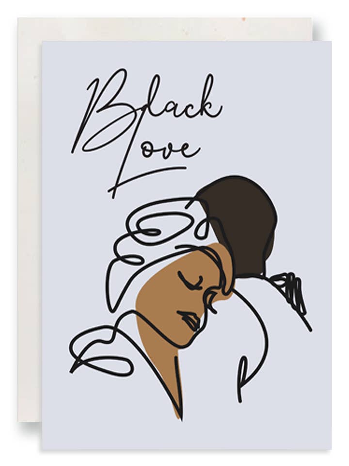 CARTE DE VŒUX BLACK LOVE LINEAR COUPLE pour la vente par Sanaa GiftShop