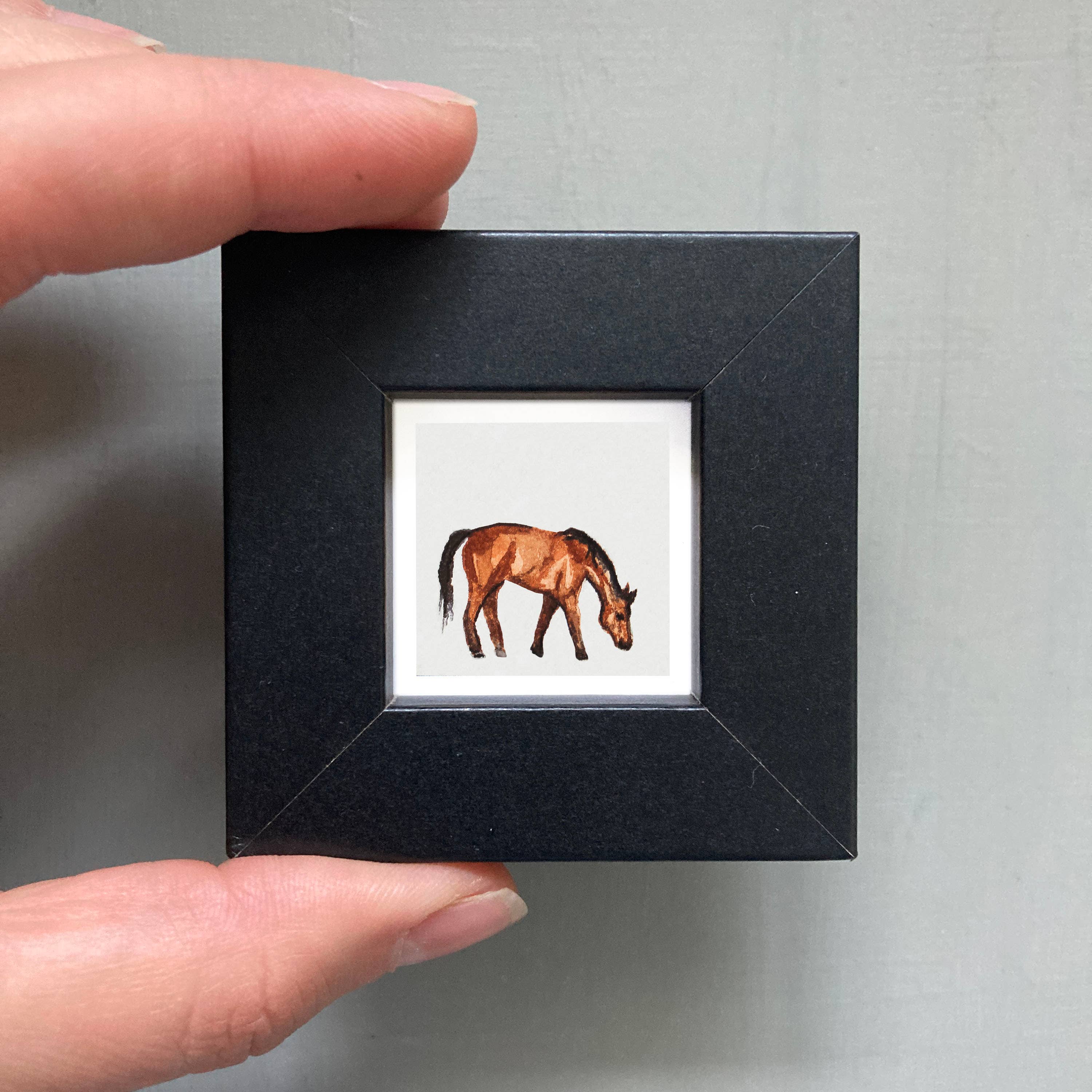 Mick's Art Goods - Wholesale Art Print - Mini 1" Horse Animal Tiny Watercolor Painting Art Print1